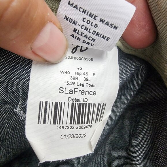 J. Hilburn Pants Mens 40x26 SLL Green Stretch Mid Rise Slim Fit *Read* - Picture 15 of 16